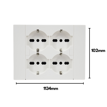 Multipresa da Incasso Quadra 4 Posti Universali P40 Bianca Compatibile Muratura Cartongesso Spine Standard Italiano Tedesca Cablaggio Rapido Presa Multipla Salvaspazio Adattatore