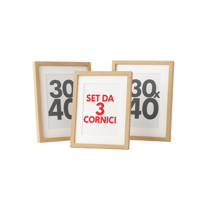 Cornice 30 x 40 cm Legno Naturale Set da 3 Premium Quality Parete Portafoto Foto Immagini Tavolo Casa Ufficio
