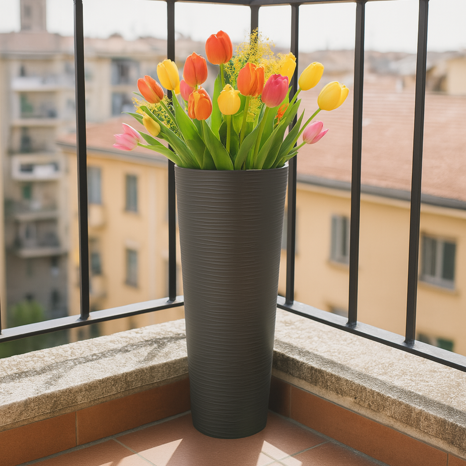 Vasi Per Piante Da Esterno Ovale Alti Fioriera 30x57 Plastica Giardino Balcone Evento Locale Terrazzo Resina Outdoor Design Moderno