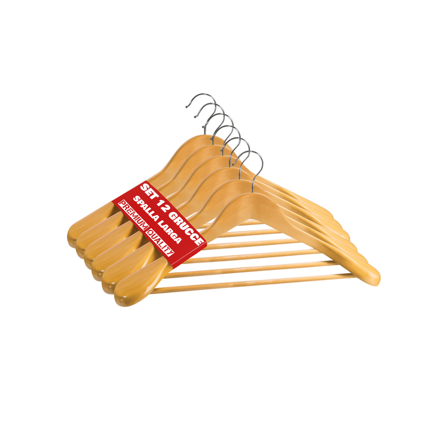 Grucce Appendiabiti Legno Spalla Larga Luxury Quality Stampelle Vestiti Abiti Giacche Camicie Barra Pantaloni Cappotto Gancio Girevole 360° Resistenti Antiscivolo Atelier