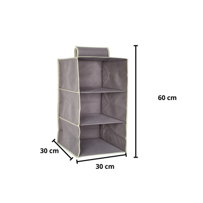 Organizer Portaoggetti Appendere Armadio 3 Ripiani 60 x 30 x 30 cm Salvaspazio Divisori Interno Pieghevole Contenitore Vestiti Scarpe